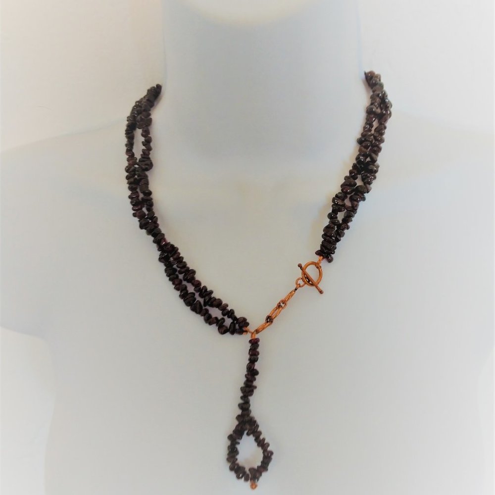 Handmade Dark Red Garnet Statement Necklace January Birthstone Beaded NWT